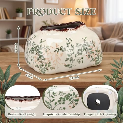 Retro Floral Ceramic Tissue Box Cover - Vintage Tissue Holder for Bathroom, Kitchen & Living Room - Yalikop
