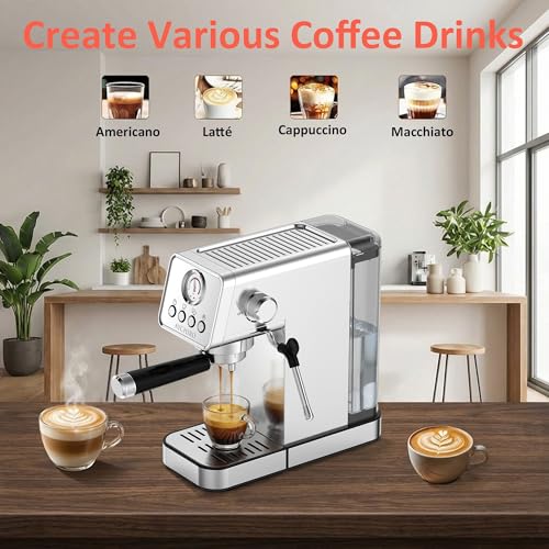 AYCHIRO 20-Bar Espresso Machine with Steam Wand & Removable Water Tank