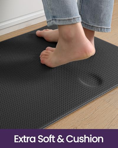 Kitchen Anti Fatigue Floor Mat 23x94 Black Cushioned Standing Rug - Waterproof & Easy to Clean
