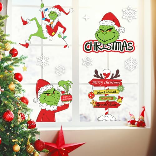 9 Sheets Christmas Window Clings - Reusable Holiday Decals for Glass Windows