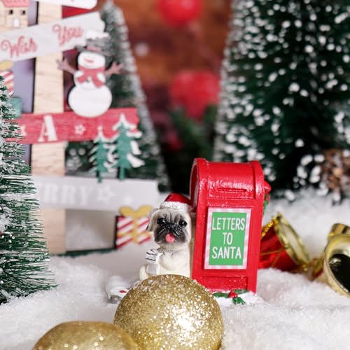 Christmas Village Accessories Ornaments Resin Puppy Read Letters from Santa Christmas Village Sets Decoration for Xmas Festival Holiday
