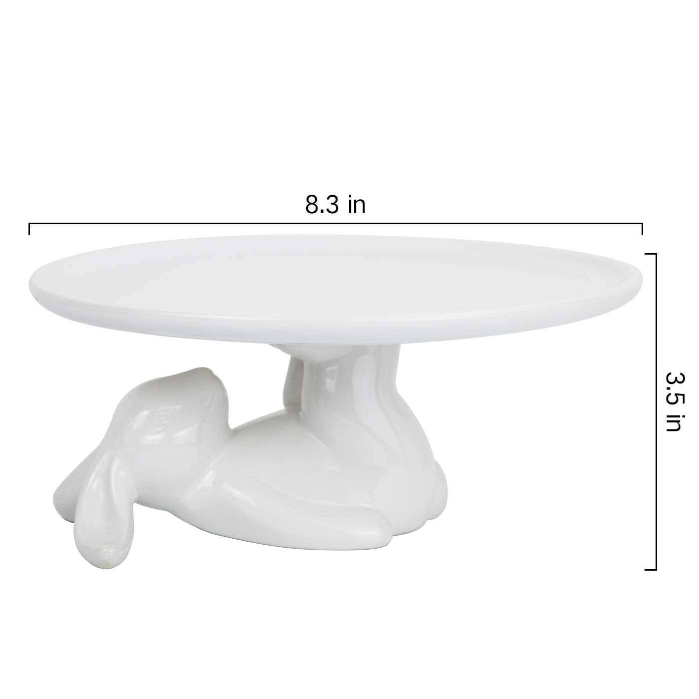 LA JOLIE MUSE Cupcake Stand, Easter Decorations, Ceramic Dessert Plates for Eggs and Cookies, Bunny Candy Dish Gifts, 8.3 Inch White