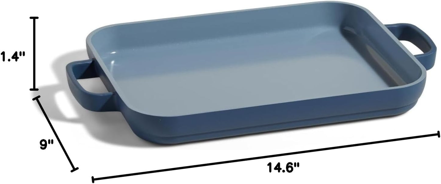 Our Place Mini Griddle Pan - 9" Nonstick Ceramic Griddle for Stovetop & Oven | PFAS-Free, Easy-Grip Handles | Blue Salt