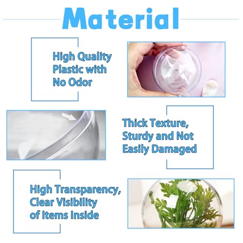 25 Set 50PCS Clear Plastic Fillable Ornaments,Transparent DIY Craft Ball,Clear DIY Christmas Ornament 5 Different Sizes for Wedding,Party,Home Decor