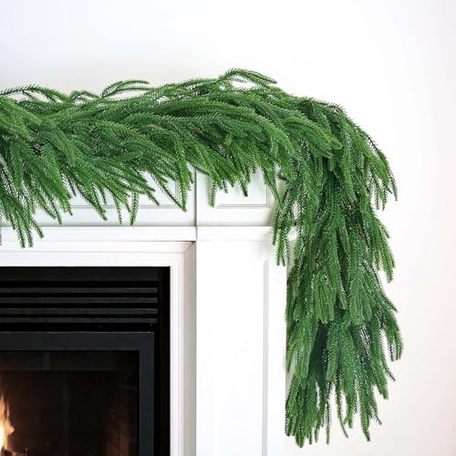 15FT Norfolk Pine Garland - Extra Full Real Touch Holiday Decor for Indoor & Outdoor Use, by Tixiquns