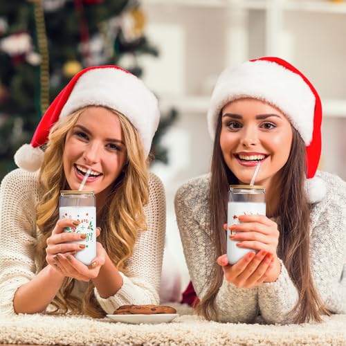 Tioncy Classic Christmas Glasses Set 16oz with Keychains & Socks - Holiday Favors