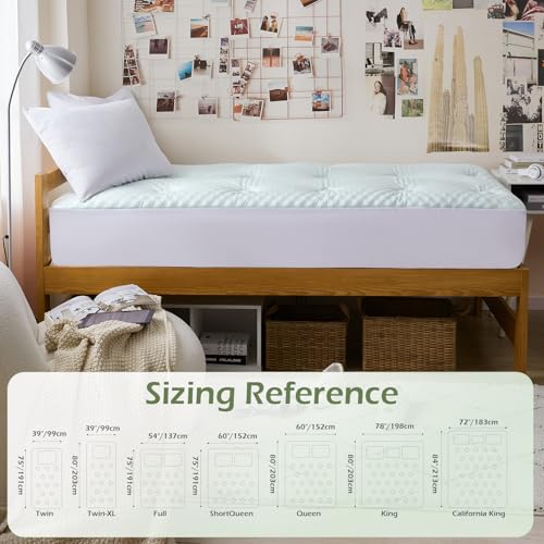 Hansleep White Twin XL Mattress Topper 1.5 Inch Memory Foam College Dorm