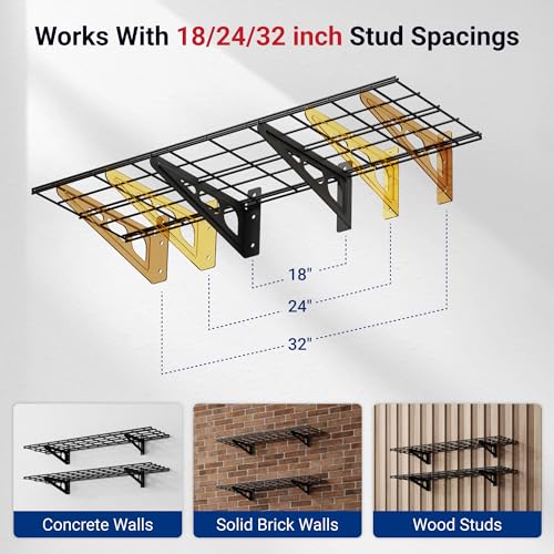 Wall-Mounted Garage Storage Shelf 2-Pack 4ft Heavy Duty Steel Shelves with Hardware