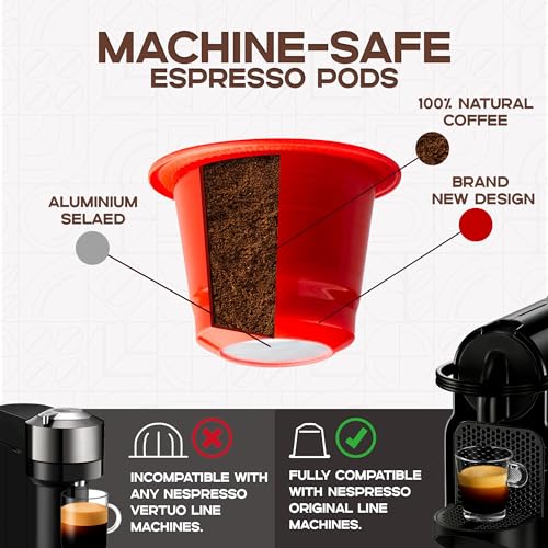 Fortisimo Nespresso Compatible Coffee Pods 100 Count Variety Pack - Espresso Blend