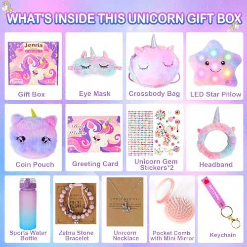 Jenria Starry Unicorn Gift Set for Girls - Graduation, Birthday & Sleepover Toys