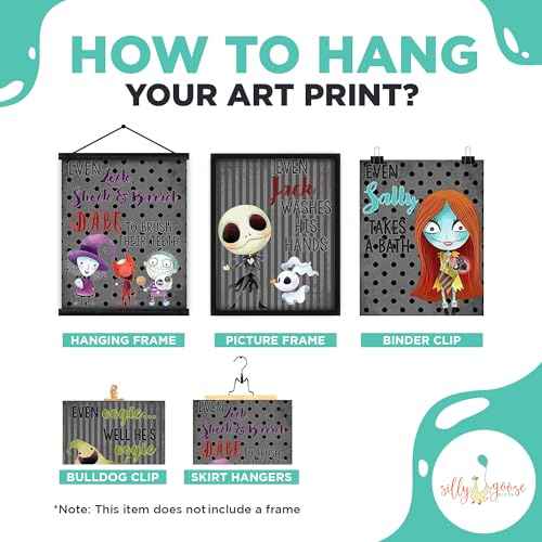 Silly Goose Gifts Character Themed Bathroom Wall Art Print Set - Even A Nightmare Will Brush Teeth Take A Bath Wash Hands- Funny Jack Bath Reminder Picture Decor