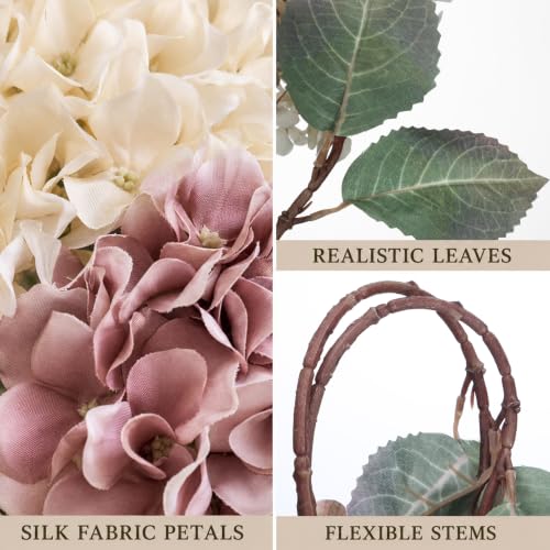 Artificial Hydrangea Flowers 12 Pack for Christmas Wreaths & Home Decor
