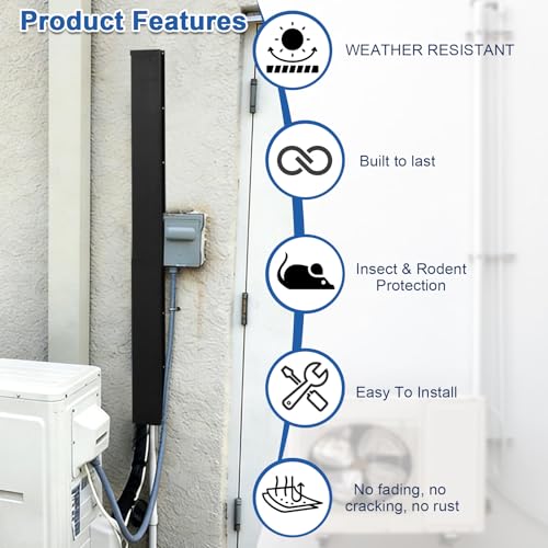 Moxweyeni Black Metal Line Set Cover Kit - 4x3 inch x 40 inches, 5 Pack for AC & Heat Pumps