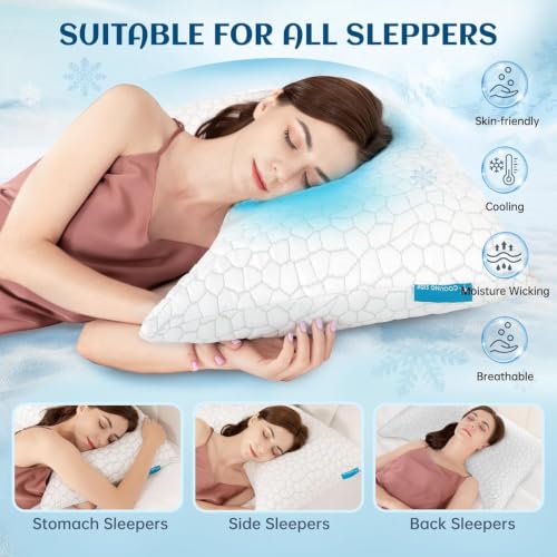 Queen Crescent Side Sleeper Pillow 2 Pack - Ergonomic Cooling Memory Foam