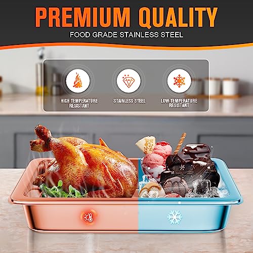 HLHgirl 1/1 Size 4-Inch Deep Stainless Steel Steam Table Pan with Lid - Pack of 4