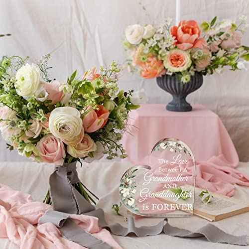 Jetec Grandma Gift Grandma Birthday Gift Acrylic Heart Shape Butterfly Shape Grandmother Sign from Granddaughter Grandson Thoughtful Mother's Day Christmas Ideas(Granddaughter)