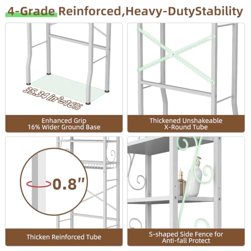 Axdtvoz White Over Toilet Storage Rack 4-Tier Bathroom Organizer Shelf