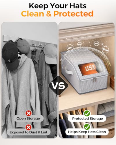Gray Hat Storage Organizer 2 Pack for Baseball Caps and More
