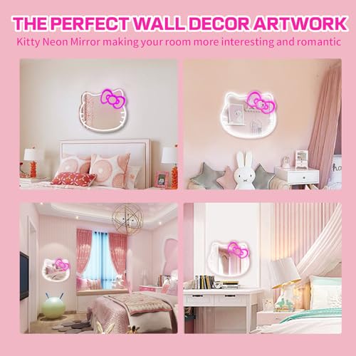 Neon Sign Mirror Wall Decor with Light - 14.6 x 12.2 Inch Teen Girl Gift