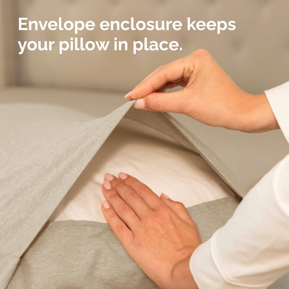 Skiennix Queen Pillow Cases Set of 2 | Ultra Soft Hotel Quality & Wrinkle Free | Heathered Beige