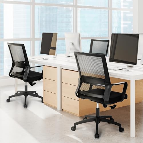 Neo Chair Office Mesh Desk Chair Black Wide Seat Adjustable Mid-Back