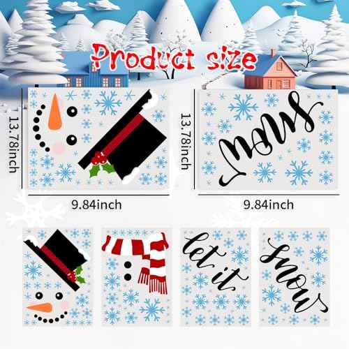 IMISHM Christmas Snowman Door Stickers Christmas Door Decorations Let It Snow Decorations Christmas Wall Stickers for Christmas Window Wall Home Decorations