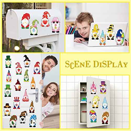 Hoteam 30 Pcs Holiday Magnets Seasonal Gnome Refrigerator Magnets Fall Halloween Thanksgiving Christmas Winter Car Magnetic Decorations for Kitchen Fridge Garage Locker Dishwasher