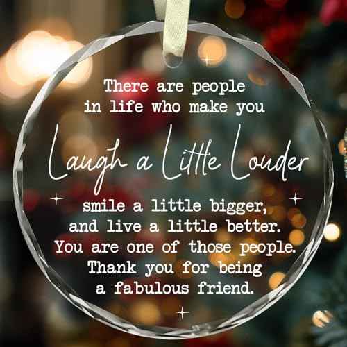 BSQUIELE Christmas Friendship Gifts for Women - Friend Ornament for Bestie, Friends, Sister - Friendship Day, Birthday Gifts Idea for Women, Female Friends - Glass Round Ornament
