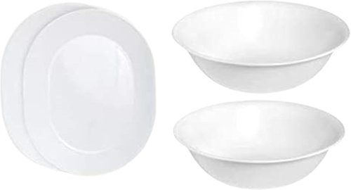 Corelle 12.25-Inch Serving Platter & 2-Quart Serving Bowl Set - Winter Frost White | 4-Piece Collection