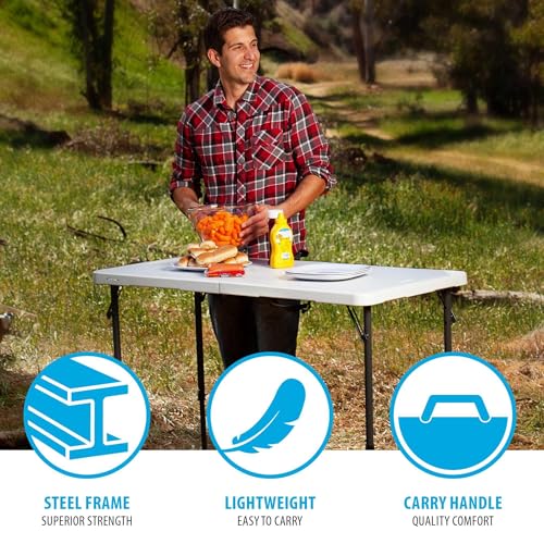 4-Foot Adjustable Folding Table - Portable, Stain-Resistant & Lightweight