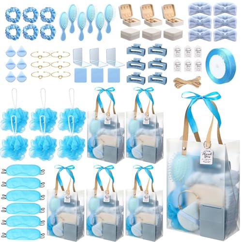 Baby Shower Prizes Set for Game Winners Blue - 74 Pieces Baby Shower Favors Gifts with Hairbrush Jewelry Box & Gift Bag - Vari Variation Blue