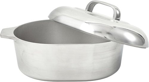 IMUSA USA Heavy Duty Cajun Oval Aluminum Roaster - 15-Inch Size | Durable Silver Finish