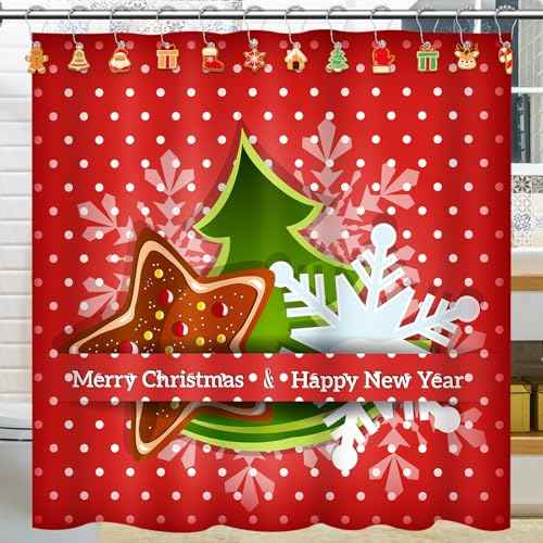 12 Pcs Christmas Gingerbread Shower Curtain Hooks Bulk Gingerbread Man Bathroom Accessories Set Xmas Candyland Winter Christmas Shower Acrylic Rustproof Hooks for Bedroom Bathroom Decor