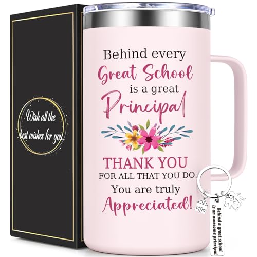 Qtencas 20 oz Rose Quartz Principal Appreciation Coffee Mug with Keychain - Retirement & Birthday Gift
