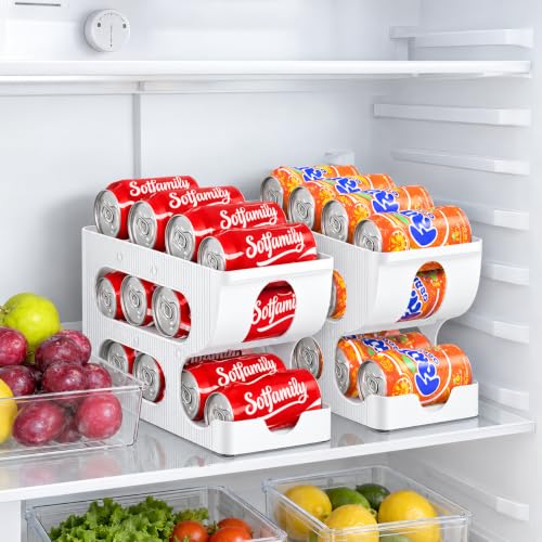 4 Pack Soda Can Organizer for Pantry & Fridge - Holds 48 Cans, FIFO Design