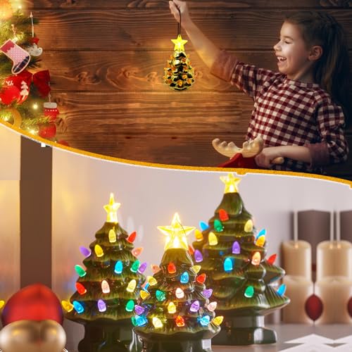 Lucky 7 Series Golden Yellow Replacement Bulbs for Ceramic Christmas Tree – 177 LEDs with 2 Star Topper Styles