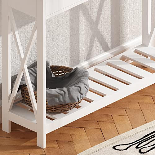 White Console Table with Drawer and Stable X Supports - 39.37W x 11.81D x 31.5H
