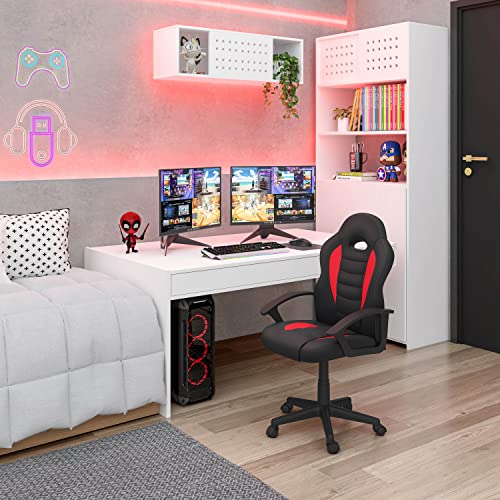 Techni Mobili Kids Racing Gaming Chair - Adjustable Desk Chair, Red
