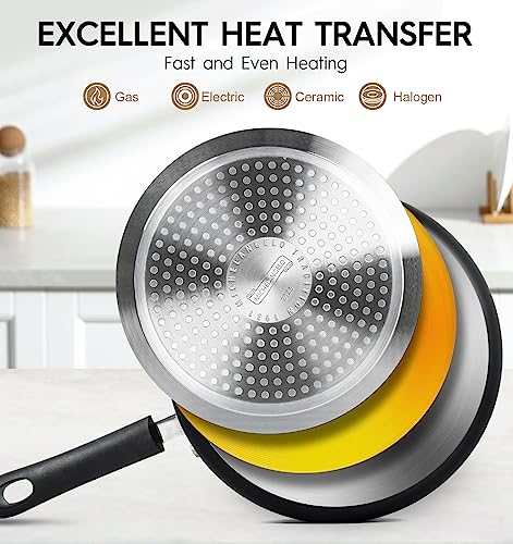 Michelangelo Copper Nonstick Saucepan Set 1QT, 2QT, 3QT with Lid - Compatible with Induction