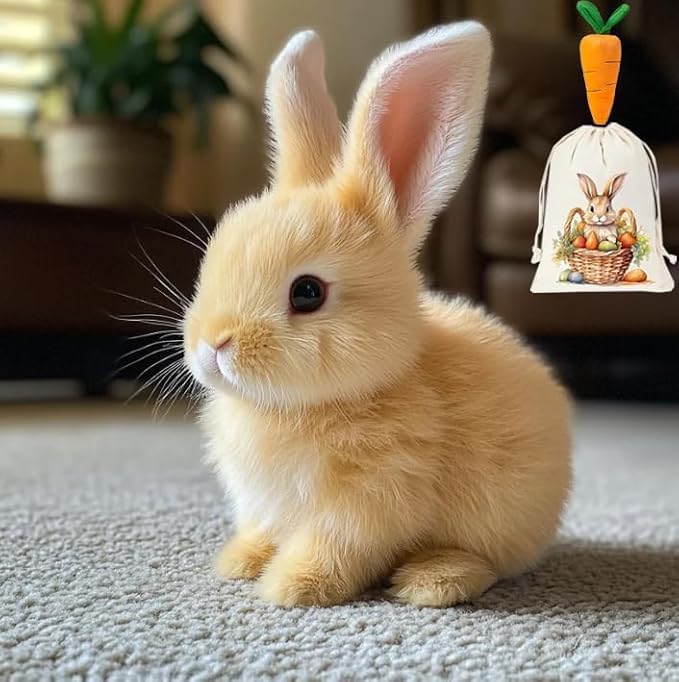 Skiennix Realistic Bunny Toy - Wiggling Ears & Twitching Nose | Perfect Easter Gift for Kids