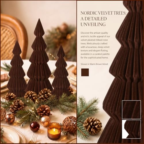 Relaxgiant Dark Brown Velvet Christmas Tree Decor Set of 3 (3 Sizes)