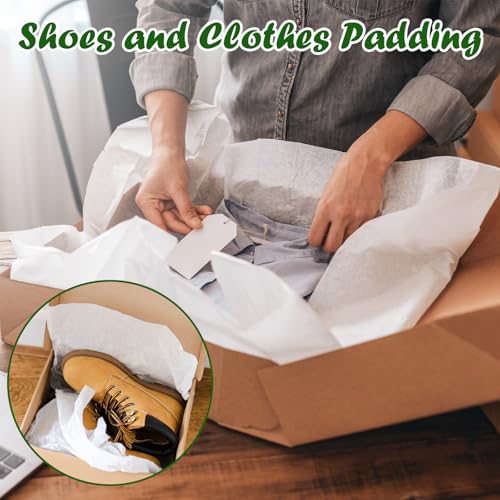 TUXIYA 400 Pcs White Tissue Paper 14x20 for Gift Wrapping Bulk Pack