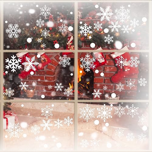 Snowflake Window Clings for Glass Windows Snow Spray, 321PCS Christmas Window Clings Winter Xmas Holiday Window Stickers Decals Decor, 9 Sheets Christmas Decorations for Office Clearance Indoor