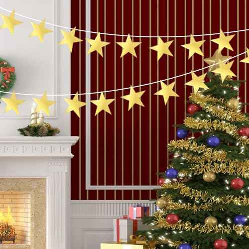 24PCS Gold Star Cutouts, 11 Inch Large Double Printed Paper Stars Cutouts, Cardboard Star Cutouts, Glitter Stars Decorations for Classroom Wall Movie Night Bulletin Board Party Supply