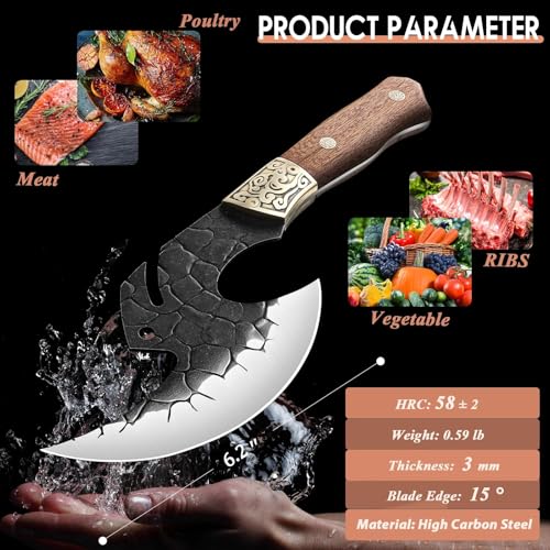 ROCOCO Viking Cleaver Knife 6.1in Full Tang Kitchen Axe Gift for Men