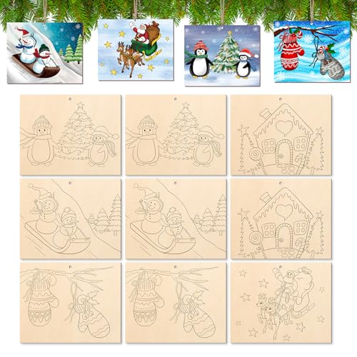 COCHIE 10 Pack Large Peppermint Candy Christmas Wood Slices for Painting XMAS B