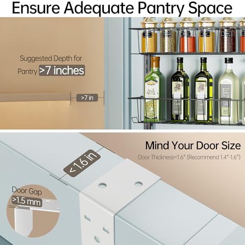 White 6-Tier Over-the-Door Pantry Organizer - Adjustable Metal Spice Rack