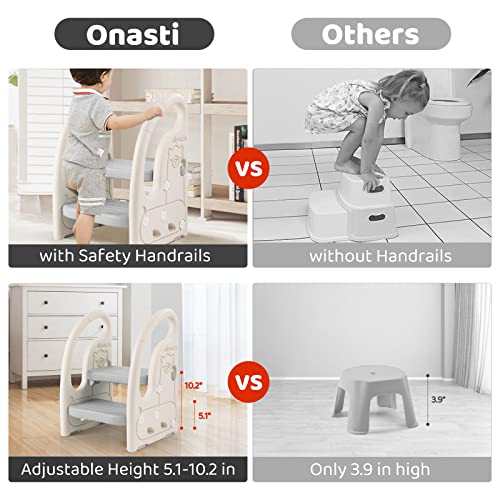 Adjustable 2-Step Toddler Step Stool with Handles - Grey White Variation of THIS Listing