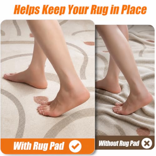 Non Slip Rug Pad 5x7 Ft - 1/4 Inch Thick Felt and Rubber Backing, Carpet Padding for Hardwood Floors - Rectangular Variation