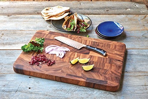 Large End Grain Acacia Wood Cutting & Serving Board - 20 x 14 Inches - Brown - Variation of THIS listing